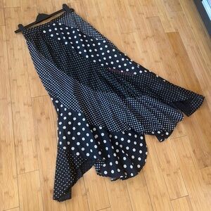 Polka Dot Asymmetrical Black Skirt
